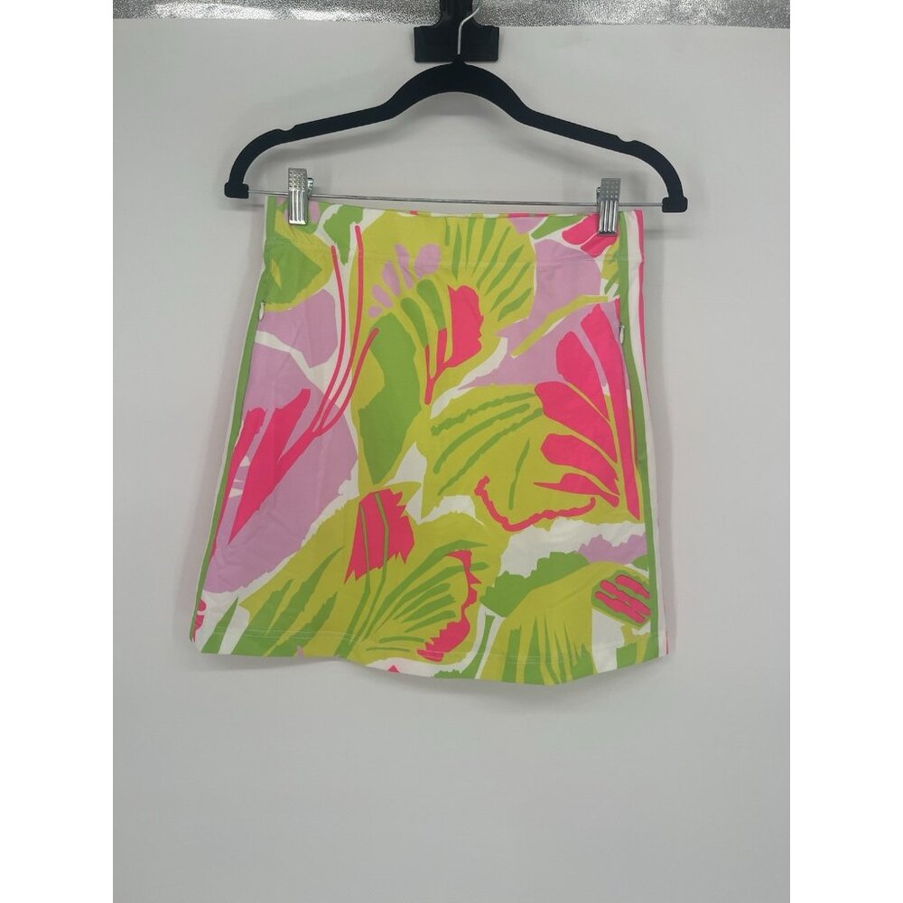 NWT with flaw Gretchen Scott Skippy‎ Skort Skirt Frond Frenzy Pink Green XS New